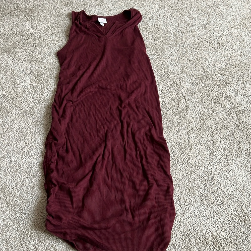 Burgundy Midi Maternity Dress